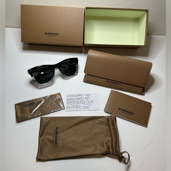 NWT MENS BURBERRY COOPER SUNGLASSES BE4348F 394887 BLACK W/ALL ACCESSORIES - Picture 2 of 13